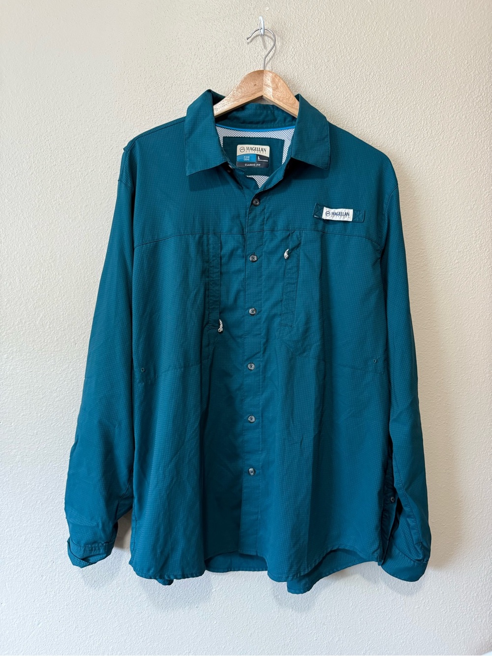 Magellan Outdoors Men's Teal Lightweight Button-Front Shirt Jacket